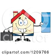 Poster, Art Print Of Happy Home Businessman Mascot Holding A Euro Bill