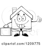 Poster, Art Print Of Black And White Happy Home Businessman Mascot Holding A Thumb Up
