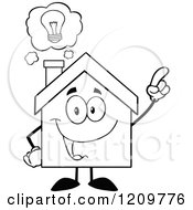 Poster, Art Print Of Black And White Happy Home Mascot With An Idea
