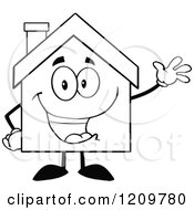 Poster, Art Print Of Black And White Happy Home Mascot Waving