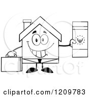 Poster, Art Print Of Black And White Happy Home Businessman Mascot Holding A Euro Bill
