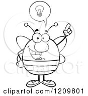 Poster, Art Print Of Black And White Smart Bee With A Lightbulb And Idea