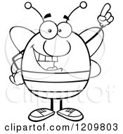 Poster, Art Print Of Black And White Happy Bee With An Idea