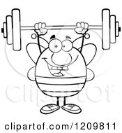 Poster, Art Print Of Black And White Happy Bee Lifting A Barbell