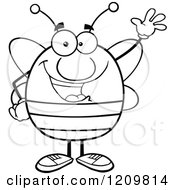 Poster, Art Print Of Black And White Happy Bee Waving