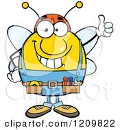Happy Worker Bee Mascot Holding Thumb Up by Hit Toon