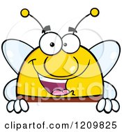 Poster, Art Print Of Happy Bee Over A Sign