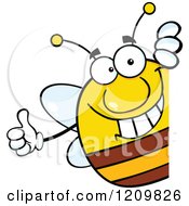 Poster, Art Print Of Happy Bee Holding A Thumb Up Around A Sign