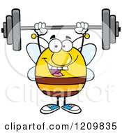 Poster, Art Print Of Happy Bee Lifting A Barbell