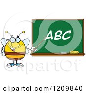 Poster, Art Print Of Happy Bee Teacher Pointing To Abc On A Chalkboard