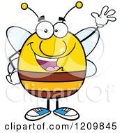 Happy Bee Waving by Hit Toon