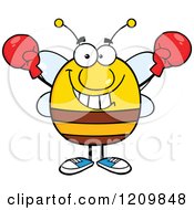 Poster, Art Print Of Happy Bee Holding Up Boxing Gloves