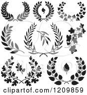 Poster, Art Print Of Black And White Floral Wreaths And Branches