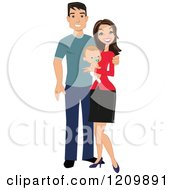 Cartoon Of A Happy Caucasian Couple With Their Baby Royalty Free Vector Clipart