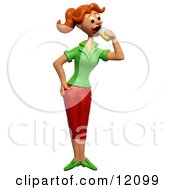 Clay Sculpture Of Red Headed Woman Drinking Lemonade