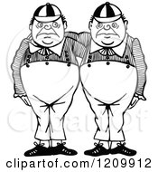 Clipart Of A Black And White Tweedle Dee And Tweedle Dum Royalty Free Vector Illustration