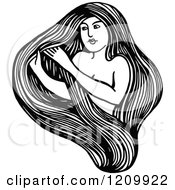 Clipart Of A Black And White Woman With Long Hair Royalty Free Vector Illustration