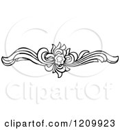 Clipart Of A Black And White Floral Design Element Royalty Free Vector Illustration