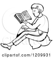 Poster, Art Print Of Black And White Boy Reading A Book