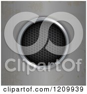 Clipart Of A 3d Perforated Circle Over Metal Royalty Free Vector Illustration