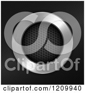 Clipart Of A 3d Perforated Metal Circle And Chrome Over Carbon Fiber Royalty Free Vector Illustration