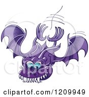 Cartoon Of A Purple Vampire Bat Attacking Royalty Free Vector Clipart by Zooco