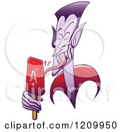Cartoon Of Dracula Vampire Licking An A Positive Popsicle Royalty Free Vector Clipart by Zooco