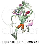 Cartoon Of A Zombie Falling Apart Royalty Free Vector Clipart