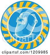 Clipart Of A Retro Welders Hemlet In A Circle Royalty Free Vector Illustration