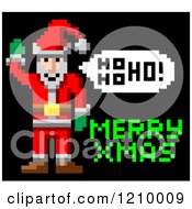 Retro Pixelated Santa And Merry Xmas Text