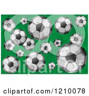 Cartoon Of Textured Soccer Balls On Green Royalty Free Clipat