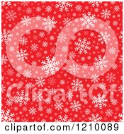 Poster, Art Print Of Seamless Background Of White Snowflakes On Red
