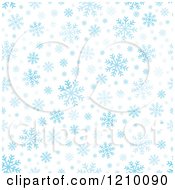 Poster, Art Print Of Seamless Background Of Blue Snowflakes On White