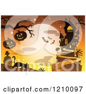 Poster, Art Print Of Stalking Cat Under Jackolanterns Against A Full Moon And Haunted House