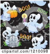 Poster, Art Print Of Seamless Halloween Ghost And Bat Pattern