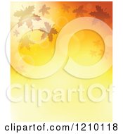 Poster, Art Print Of Background Of Autumn Leaves And Flares On Gradient Orange