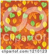 Poster, Art Print Of Seamless Background Of Autumn Leaves On Orange