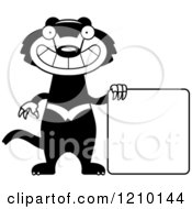 Cartoon Of A Skinny Tasmanian Devil By A Sign Royalty Free Vector Clipart