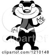 Cartoon Of A Waving Skinny Tasmanian Devil Royalty Free Vector Clipart by Cory Thoman