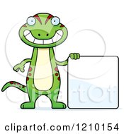 Poster, Art Print Of Skinny Gecko With A Sign