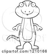Cartoon Of A Black And White Surprised Skinny Gecko Royalty Free Vector Clipart
