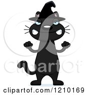Cartoon Of A Mad Black Halloween Witch Cat Royalty Free Vector Clipart by Cory Thoman