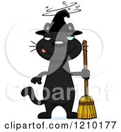 Poster, Art Print Of Drunk Black Halloween Witch Cat