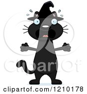 Cartoon Of A Scared Black Halloween Witch Cat Royalty Free Vector Clipart by Cory Thoman