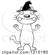 Cartoon Of A Black And White Mad Halloween Witch Cat Royalty Free Vector Clipart