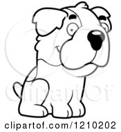 Cartoon Of A Black And White Sitting St Bernard Dog Royalty Free Vector Clipart by Cory Thoman