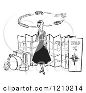 Clipart Of A Lady Thinking Of Modes Of Transportation To Embark On Her Traveling Journeys Royalty Free Vector Illustration