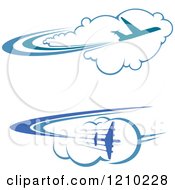 Poster, Art Print Of Blue Airplanes Flying Over Clouds 3