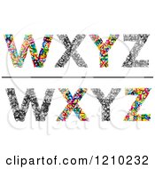 Clipart Of Colorful WXY And Z Made Of Tiny Letters Royalty Free Vector Illustration
