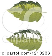 Poster, Art Print Of Green Leaves With Polluting Factories
